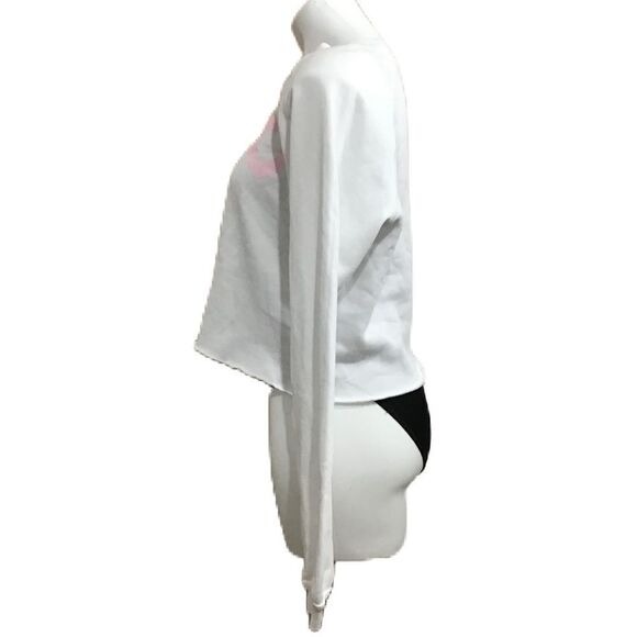 Wildfox White Oversized Cropped Raw Hem Sweatshirt New Size XS - Picture 2 of 10